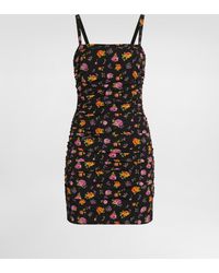 Dolce & Gabbana - Small Rose Bouquets-Print Draped Charmeuse Dress - Lyst