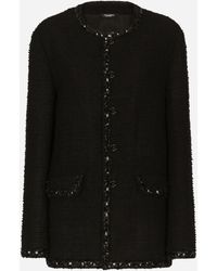 Dolce & Gabbana - Single-Breasted Bouclé Jacket - Lyst