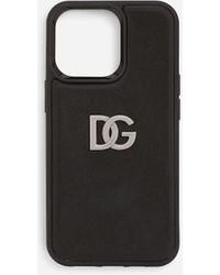 Dolce & Gabbana Cover iPhone 13 Pro aus Kalbsleder - Schwarz