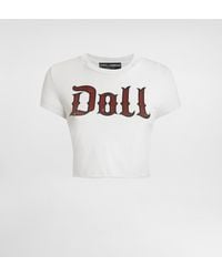 Dolce & Gabbana - Cropped T-Shirt With Vintage Effect - Lyst