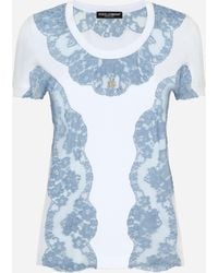 Dolce & Gabbana - Camiseta De Punto Con Aplicaciones De Encaje Y Logotipo Dg - Lyst