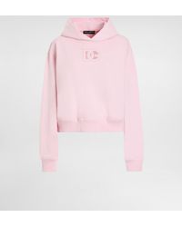 Dolce & Gabbana - Jersey Hoodie With Raised Dg Embroidery - Lyst