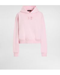 Dolce & Gabbana - Jersey Hoodie With Raised Dg Embroidery - Lyst
