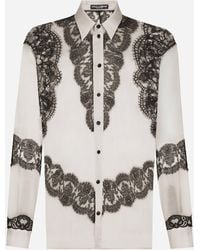Dolce & Gabbana - Sheer Silk Lace-Trim Shirt - Lyst