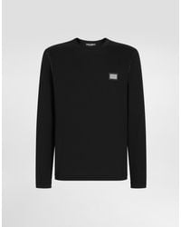 Dolce & Gabbana - Long-Sleeved T-Shirt With Logo Tag - Lyst