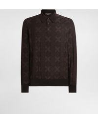 Dolce & Gabbana - Wool And Silk Polo Shirt With Microdot Print - Lyst