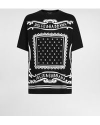 Dolce & Gabbana - T-Shirt Aus Baumwolle Mit Bandana-Print - Lyst