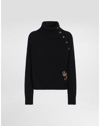 Dolce & Gabbana - Smooth Knit Turtleneck With Logo - Lyst