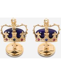 Dolce & Gabbana - Crown-Manschettenknöpfe aus Gelbgold mit Lapislazuli - Lyst