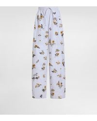 Dolce & Gabbana - Poplin Trousers With Thread Floral Embroidery And Rhinestones - Lyst