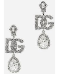 Dolce & Gabbana - Dg Logo Crystal-Embellished Earrings - Lyst