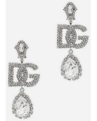 Dolce & Gabbana - Dg Logo Crystal-embellished Earrings - Lyst