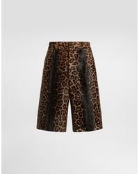 Dolce & Gabbana - Leopard-Print Calfskin Trousers - Lyst