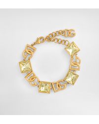 Dolce & Gabbana - Bracelet With Dg Logo And Rhinestones - Lyst