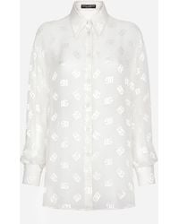 Dolce & Gabbana - Bluse Aus Ausbrenner-Seide Mit Dg-Logo - Lyst