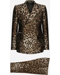 Dolce & Gabbana - Double-Breasted Leopard-Design Jacquard Sicilia-Fit Suit - Lyst