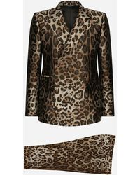 Dolce & Gabbana - Double-Breasted Leopard-Design Jacquard Sicilia-Fit Suit - Lyst