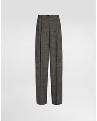 Dolce & Gabbana - Wool Blend Trousers With Dotted Print - Lyst