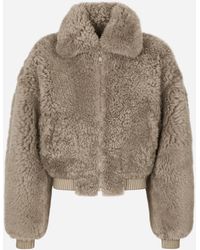 Dolce & Gabbana - Shearling Jacket With Hood - Lyst