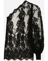 Dolce & Gabbana - Chantilly Lace One-Shoulder Blouse - Lyst