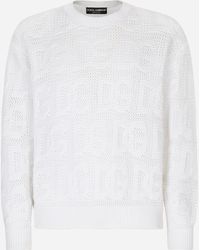 Dolce & Gabbana - Cotton Jacquard Sweater With All-Over Jacquard Dg - Lyst