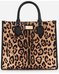 Dolce & Gabbana - Leopard-Print Canvas Shopper With Calfskin Nappa Details - Lyst