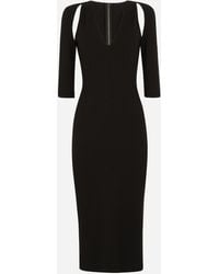 Dolce & Gabbana - Jersey Calf-length Dress With Cut-outs - Lyst