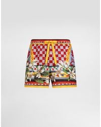 Dolce & Gabbana - Carretto-Print Linen Bermuda - Lyst