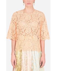 Dolce & Gabbana Short-Sleeved Lace Top - Mehrfarbig