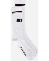 Dolce & Gabbana - Cotton Jacquard Socks With Dg Logo - Lyst