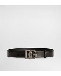 Dolce & Gabbana - Dolce&gabbana Black Belt With Rutenium Dg Plaque - Lyst