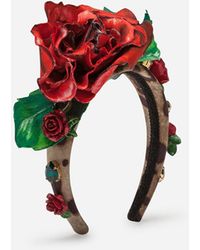 Dolce & Gabbana Headband With Roses - Red