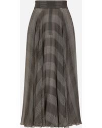Dolce & Gabbana - Silk Chiffon Calf-Length Circle Skirt With Glen Plaid Print - Lyst