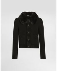 Dolce & Gabbana - Wool Jacket With Fur-Effect Collar - Lyst