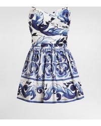 Dolce & Gabbana - Dg Exclusive Majolica- Cotton Satin Dress - Lyst