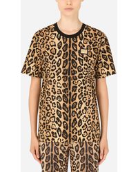 Dolce & Gabbana Short-sleeved Leopard-print Jersey T-shirt - Multicolor