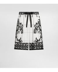 Dolce & Gabbana - Hose Aus Popeline Mit Majolika-Print - Lyst
