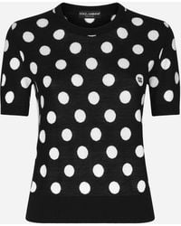 Dolce & Gabbana - Wool And Silk Tank Top With Polka-Dot Inlay - Lyst