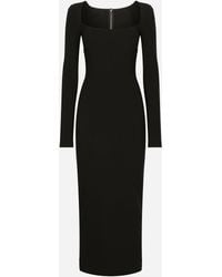 Dolce & Gabbana - Robe Fourreau À Manches Longues En Jersey Maille Milano - Lyst