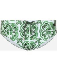 Dolce & Gabbana - Majolica- Swim Briefs With High-Cut Leg - Lyst