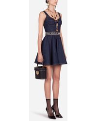 Dolce & Gabbana Short Denim Circle-Skirt Dress With Belt - Blau