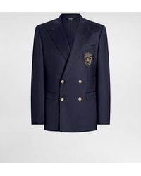 Dolce & Gabbana - Double-Breasted Wool Jacket With Patch - Lyst
