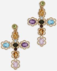 Dolce & Gabbana - Earrings 18-Carat And Multicolored Gems - Lyst