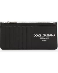 Dolce & Gabbana - Vertical Calfskin Card Holder With Logo - Lyst