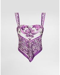 Dolce & Gabbana - Majolica-Print Silk Top - Lyst
