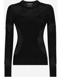 Dolce & Gabbana - Cashmere And Silk Sweater With Lace Inlay - Lyst