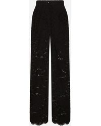 Dolce & Gabbana - Ausgestellte Hose Aus Floraler Kordelspitze Mit Dg-Logo - Lyst
