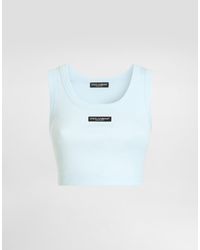 Dolce & Gabbana - Cotton Cropped Tank Top With Logo - Lyst