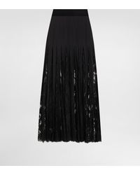 Dolce & Gabbana - Longuette-Rock Aus Charmeuse Mit Einsätzen Aus Chantilly-Spitze - Lyst