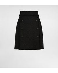 Dolce & Gabbana - Short Raschel Tweed Skirt With Decorative Dg Logo Buttons - Lyst